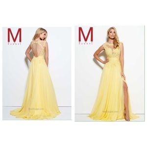 Mac duggal lemon yellow prom dress